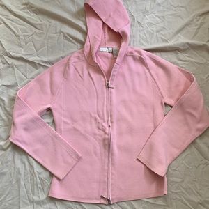 Tweeds zip up ribbed cotton sweater hoodie